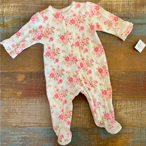 Floral Little Me Ruffle sleeper 3M NWT - Picture 1 of 5